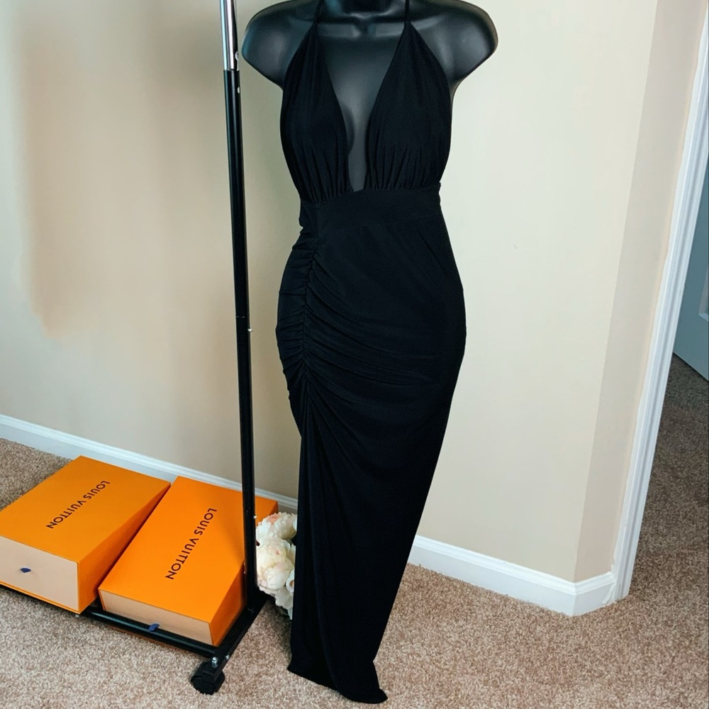 NWOT halter top dress with sexy thigh slit